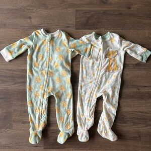 Bundle Disney Mint & Yellow Baby Footed One-Pieces with Lion Print